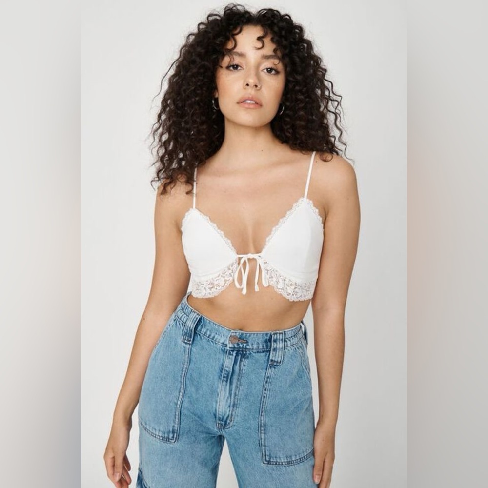 Tie-Front Lace Trim Cami - Picture 1 of 4